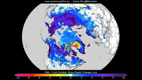 Previsi�n de la cobertura de nieve en Eurasia para finales de octubre