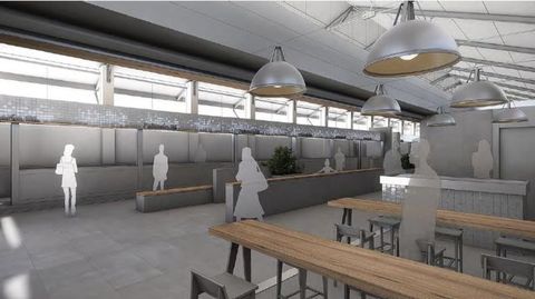 Un corredor tur�stico y espacio gastron�mico. Se instalar�n elementos divisorios en el centro que separar�n los corredores de consumo -en torno a las bancadas de los puestos- y un pasillo tur�stico en medio, de lado a lado. El puesto de degustaci�n se situar� a la entrada, desde la plaza.