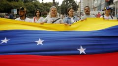 Protesta de venezolanos en A Corua, que denunciaban en septiembre del ao pasado fraude electoral en el pas 