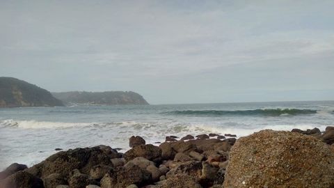 Imagen de una playa con oleaje fuerte y viento.