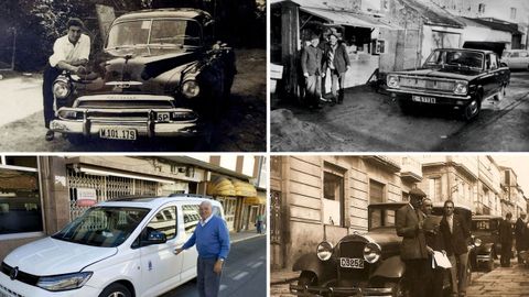 Arriba Paco del Trece, abajo Jos� Fraguela, y en otras fotos compa�eros del taxi.