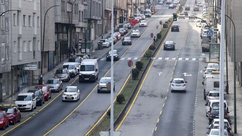 Imagen de la travesa de la N-550 en O Milladoiro en la tarde del domingo