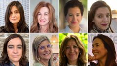 De izquierda a derecha y de arriba a abajo: Sara Rodr�guez, presidenta de Hermasa (fabricante de maquinaria); Dolores Mart�nez, presidenta de Galuresa (energ�tica); Beatriz Lorenzo, socia fundadora de Real Impact (formaci�n a medida); Marta Vales, consejera delegada de Puertas Vales (fabricante de puertas); Sonia L�pez, consejera delegada de Aqu�tica Ingenier�a (consultor�a); Mar�a Luisa Arenaz, directora general de Ruar Hispania (congelados); Luisa Lorenzo, socia y directora de A Quinta da Auga (hoteles) y Maite Vali�o, directora general de Atlante (consultor�a y estrategia)