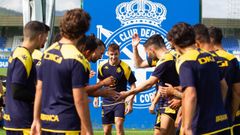 Barbero, recibido por sus compa�eros en Abegondo