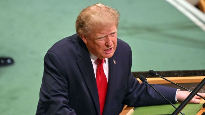 Trump, durante su discurso en el debate de la asamblea de las Naciones Unidas