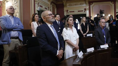 Alfonso Pavn, arriba a la izquierda, en el pleno del pasado sbado, cuando tom posesin.