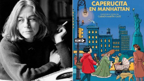 A la izquierda, la escritora Carmen Mart&iacute;n Gaite; a la derecha, la portada del libro ilustrado inspirado en su popular novela juvenil