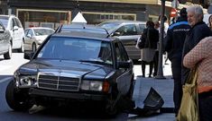 Veh�culo implicado en un accidente de tr�fico en la avenida de la Habana de la capital.