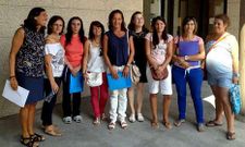 Las presidentas de las asociaciones ayer a la salida de la vista en los juzgados de Vigo.