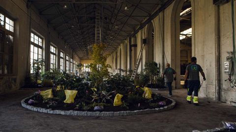 Montaje del Jardn Sensorial, en el edificio del almacn de la Fbrica de Armas de La Vega