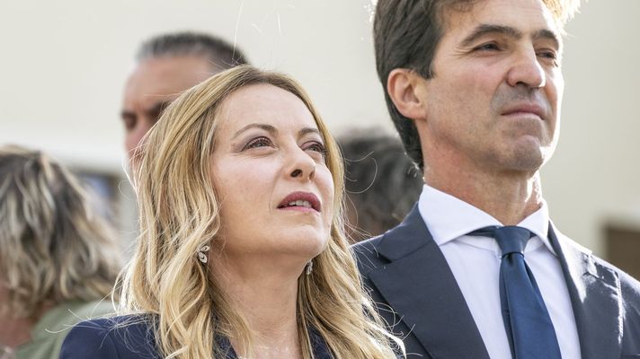 La primera ministra de Italia, Giorgia Meloni, en la ceremonia de inauguraci�n del Palacio Saladini 