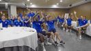 Los jugadores del Real Oviedo, en la cena de las novatadas