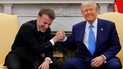 El presidente francs, Emmanuel Macron, durante su reunin en la Casa Blanca con Donald Trump