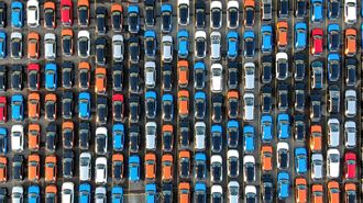 Imagen de archivo de veh&iacute;culos fabricados en Stellantis Vigo, a la espera de embarcar en el puerto. En el 2025, la planta de Bala&iacute;dos alcanz&oacute; su r&eacute;cord de producci&oacute;n con m&aacute;s de 555.000 unidades sacadas al mercado.