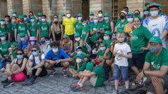 La peregrinaci�n tras su llegada al Obradoiro, ayer por la tarde