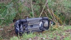 El coche accidentado en Siero
