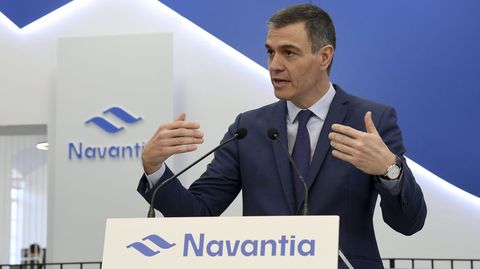 El presidente del Gobierno, Pedro S�nchez, durante la visita a Navantia Ferrol realizada el pasado 24 de enero