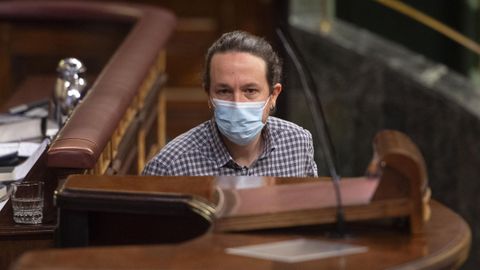 Pablo Iglesias, el pasado jueves, en su �ltimo pleno en el Congreso de los Diputados
