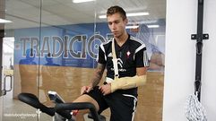 Rub�n, esta tarde en las instalaciones deportivas de A Madroa. 