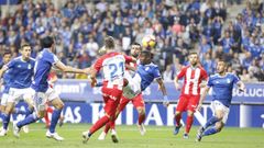 Gol Ibra Real Oviedo Sporting derbi Carlos Tartiere.Ibra remata para adelantar al Real Oviedo ante el Sporting