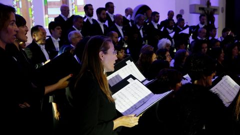 Miembros del Coro de la Fundaci�n Princesa de Asturias ensayan hoy, mi�rcoles 12 de septiembre de 2018, momentos previos a la inauguraci�n del S�ptimo Festival Internacional de M�sica Sacra que se realiza en Bogot� (Colombia)