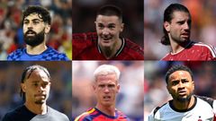 De izquierda a derecha y de arriba a abajo: Josko Gvardiol, Benjamin Sesko, Dominik Szoboszlai, Xavi Simons, Dani Olmo y Christopher Nkunku, las ventas m&aacute;s caras de la historia del Leipzig