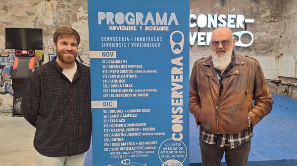 Diego Campo y  Leman , con el cartel de la programación