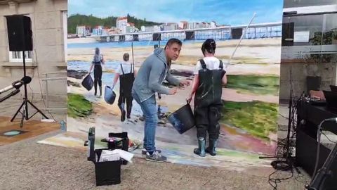 Performance del pintor Carlos Besada y la cantante Rita Dorado