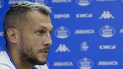 Stoichkov, durante una rueda de prensa en el D�por Training Center.