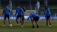 Futbolistas del Deportivo, en un entrenamiento