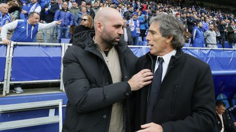 Claudio Gir�ldez y Guillermo Almada, antes del Oviedo-Celta.