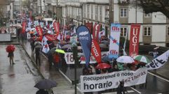 En la manifestaci�n de Santiago participaron los cuatro principales sindicatos educativos: ANPE, CIG, CC OO y UXT