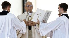 El papa Len XIV durante la homila de la misa dedicada a las familias