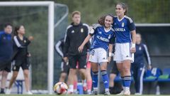 Sheila y Gema Gin�s, tras el primer triunfo liguero del Oviedo