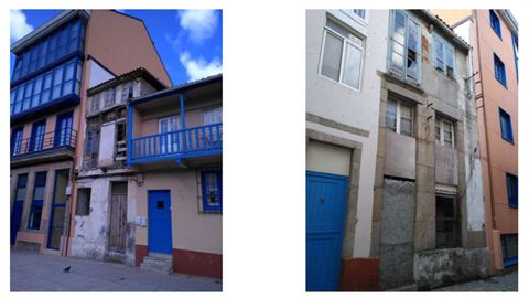 Aspecto de las dos fachadas del edificio antes de su rehabilitación