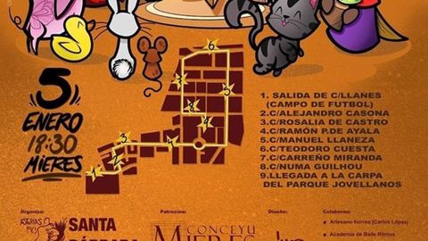 Recorrido de la cabalgata por Mieres