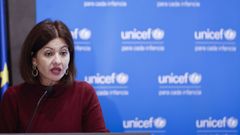 La ministra de Juventud e Infancia, Sira Rego, durante la presentacin del estudio de Unicef este jueves en Madrid.