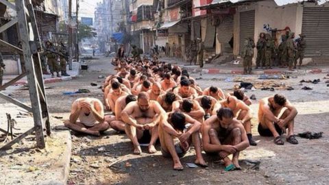 Pol�micas im�genes de palestinos semidesnudos y maniatados en Gaza