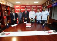 La sala de trofeos acogi� la presentaci�n del nuevo patrocinador y de los dos jugadores. 