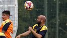 Paris Adot, en un entrenamiento del Deportivo