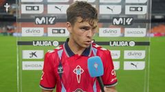 El jugador del Celta Aleix Febas, tras el partido ante el Valencia.