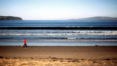 El mar en calma se pod�a ver ayer en playas como la de Mi�o
