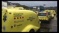 Actuaci�n de los Bomberos, con el furg�n de riesgo qu�mico