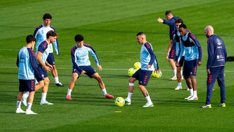 El Celta entren�en la tarde de este viernes en Afouteza antes de viajar a Madrid.