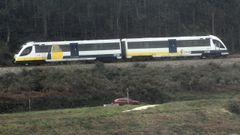 Tren a su paso por A Marosa, en Burela