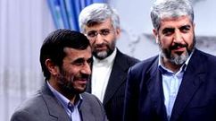 El presidente iran�, junto al l�der de Ham�s, Jaled Mishal