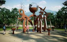 Recreaci�n de la escultura O Corgo da Queimada, dise�ado por Ni�erola para ser instalado en A Carixa.