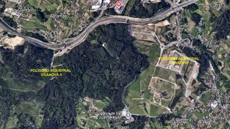 Plano de situaci&oacute;n de la ubicaci&oacute;n de la posible segunda fase del pol&iacute;gono de Bai&oacute;n, y su ubicaci&oacute;n respecto al parque empresarial actual, en el que solo queda ya una parcela disponible