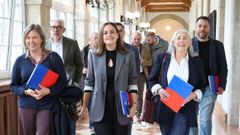 Miembros de la corporaci�n de la Diputaci�n de Lugo, llegando este martes al pleno