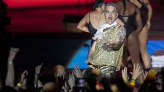Robbie Williams durante el concierto de que ofreci� en Fuengirola el pasado mes de junio